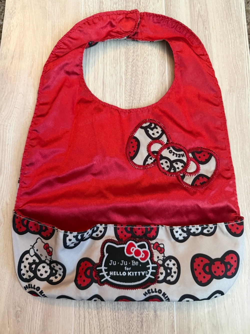 Ju-Ju-Be Hello Kitty Red and White Baby Bib with Bow Motif